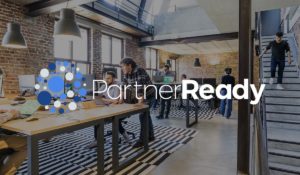Partner Ready logo and people working in an office