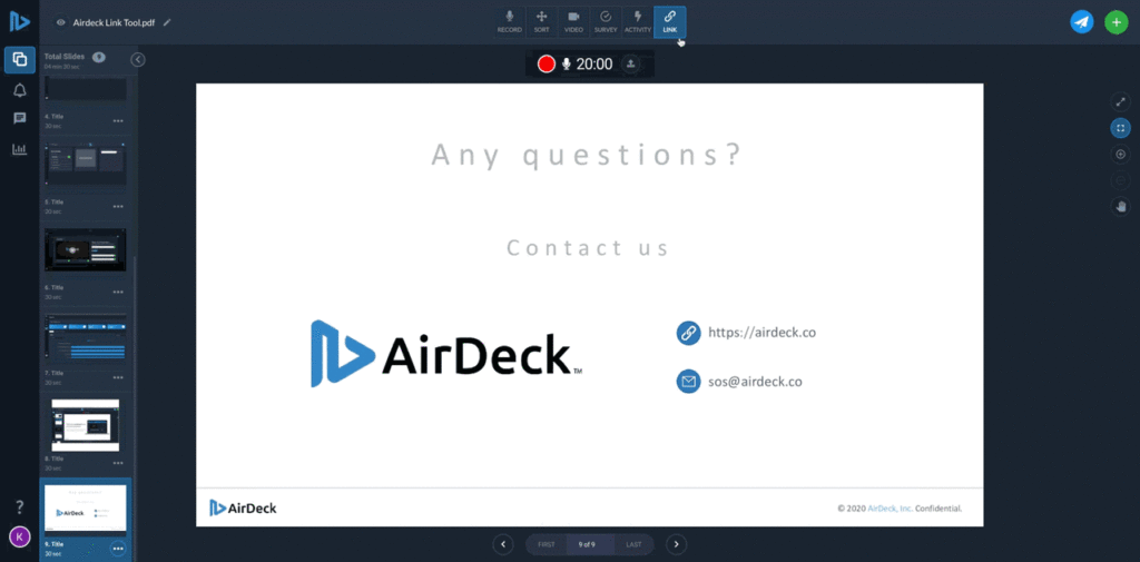 Animated image showing how to use AirDeck Link Tool