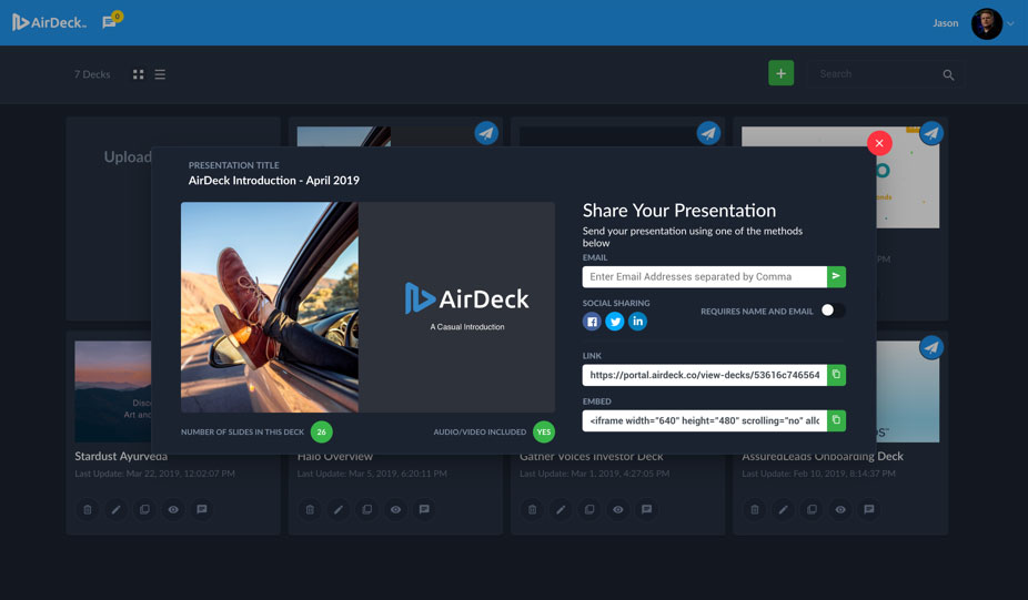 AirDeck Share Presentation User Interface